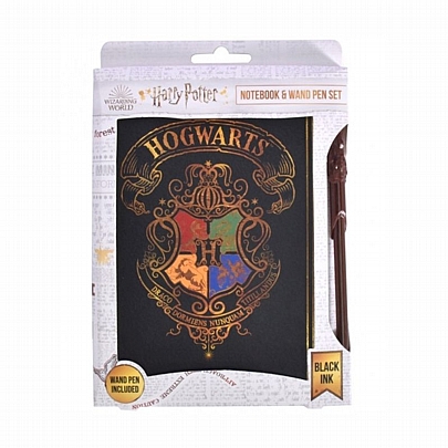 Harry Potter: Σημειωματάριο ριγέ & Στυλό-Ραβδί - Hogwarts Shield (20.5x14.5) - Blue Sky