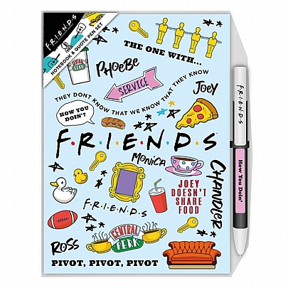 Friends: Σημειωματάριο Ριγέ & Στυλό με Ατάκες - Blue Icon Friends (15x21) - Blue Sky