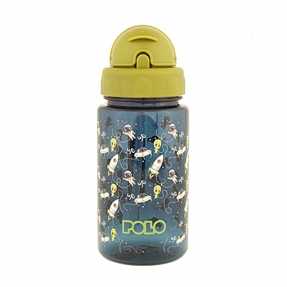 Παγούρι πλαστικό με καλαμάκι & πώμα - Space (450ml) - Polo Kids
