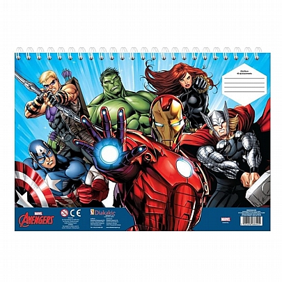 Μπλοκ ζωγραφικής σπιράλ με Αυτοκόλλητα & Στένσιλ A4 - Avengers (40Φ.) - Marvel