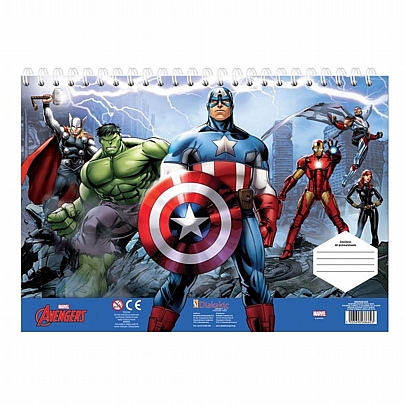 Μπλοκ ζωγραφικής σπιράλ με Αυτοκόλλητα & Στένσιλ A4 - Avengers Assemble (40Φ.) - Marvel