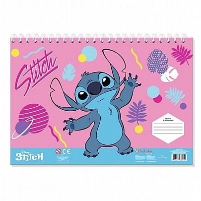 Μπλοκ ζωγραφικής σπιράλ με Αυτοκόλλητα & Στένσιλ A4 - Stitch (40Φ.) - Disney