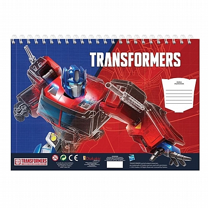 Μπλοκ ζωγραφικής σπιράλ με Αυτοκόλλητα & Στένσιλ A4 - Optimus Prime (40Φ.) - Transformers
