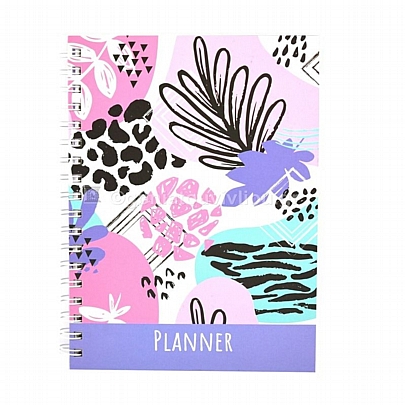 Σημειωματάριο Planner με Σκληρό εξώφυλλο - Μοβ Λουλούδια (17x24εκ.) - Planner
