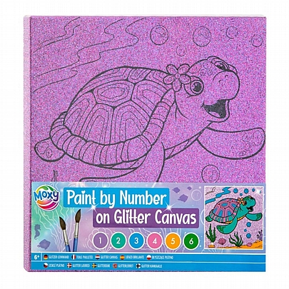 Ζωγραφική με ακρυλικά σε Καμβά Glitter με αρίθμηση: Turtle - Grafix