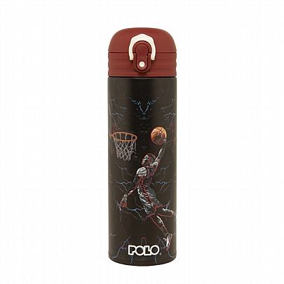 Παγούρι Θερμός ανοξείδωτο με καλαμάκι - Basketball (500ml) - Polo Junior