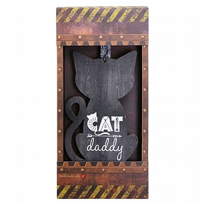 Πασχαλινή Λαμπάδα Αρωματική Μαύρη (30εκ.) - Ξύλινο Κάδρο Pet: Cat Daddy