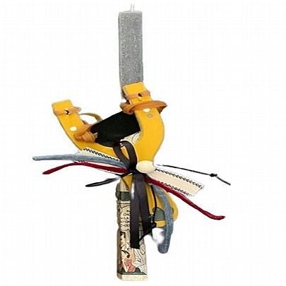 Πασχαλινή Λαμπάδα Γκρι (35εκ.) - Ξύλινη Σφεντόνα