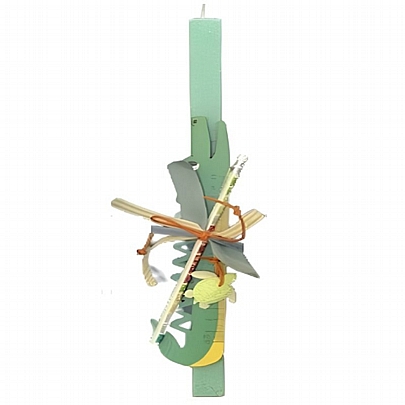 Πασχαλινή Λαμπάδα Πράσινη (35εκ.) - Ξύλινος Χάρακας Κροκόδειλος