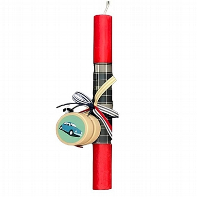 Πασχαλινή Λαμπάδα Κόκκινη (30εκ.) - Ξύλινο Γιογιό Αυτοκίνητο