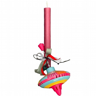 Πασχαλινή Λαμπάδα Φούξια (24εκ.) - Σβούρα Ροζ με Έμβολο