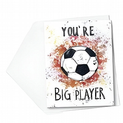Χειροποίητη ευχετήρια κάρτα με Φάκελο - You're big player (Ποδόσφαιρο/11x15.5) - J.o. Creations