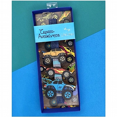 Πασχαλινή λαμπάδα Αρωματική Μπλε (25εκ.) - Ξύλινα Μαγνητάκια: Τερατο-Αυτοκίνητα