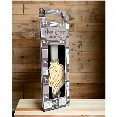 Πασχαλινή λαμπάδα Αρωματική Άσπρη (28εκ.) - Ξύλινο Μαγνητάκι: Περιπέτειες Ιππασίας