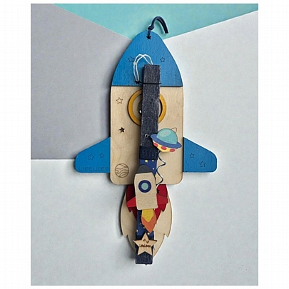 Πασχαλινή λαμπάδα Αρωματική Μπλε (25εκ.) - Ξύλινο Κάδρο & Μαγνητάκι: Διαστημόπλοιο