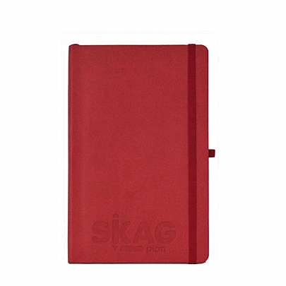 Σημειωματάριο ριγέ με λάστιχο - Κόκκινο (14x21) - Skag