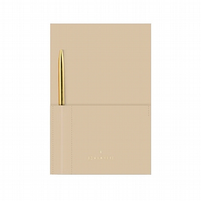 Σημειωματάριο ριγέ A5 με δερμάτινο εξώφυλλο - Nude (14x20) - Somewhere