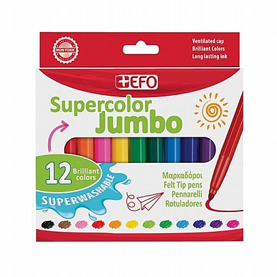 Μαρκαδόροι χονδροί 12 χρωμάτων - +Efo Supercolor Jumbo