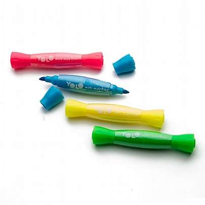 Σετ 4 mini αρωματικά μαρκαδοράκια υπογραμμίσεως με διπλή μύτη (4 χρώματα) - Yolo
