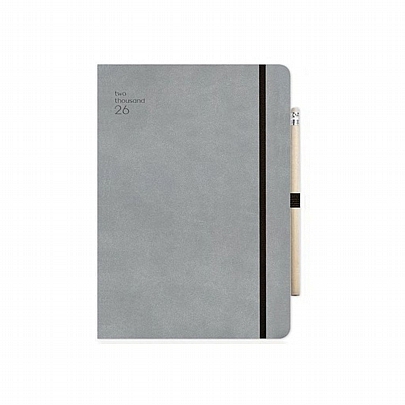 Ημερήσιο Ημερολόγιο με λάστιχο Handy 2026 - Grey (12x17) - AdBook