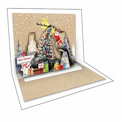 Χριστουγεννιάτικη κάρτα Pop up με Φάκελο - Καλές Γιορτές! (Άγιος Βασίλης/12x17) - 12Seasons