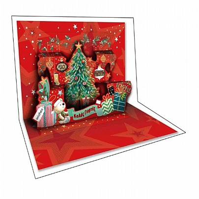 Χριστουγεννιάτικη κάρτα Pop up με Φάκελο - Καλές Γιορτές (Χριστουγεννιάτικα στολίδια/12x17) - 12Seasons
