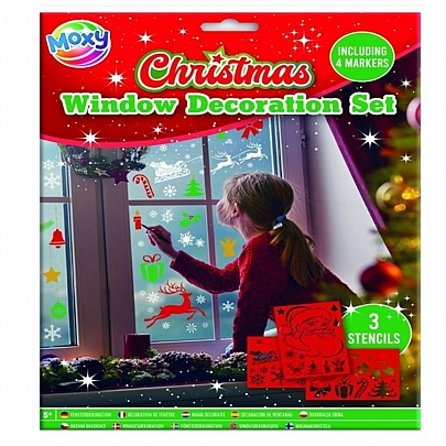 Σετ Χριστουγεννιάτικης διακόσμησης παραθύρων με μαρκαδόρους και στένσιλ - Moxy Σετ Χριστουγεννιάτικης διακόσμησης παραθύρων με μαρκαδόρους και στένσιλ - Moxy