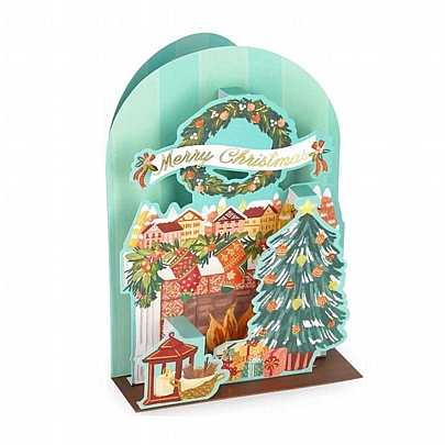 Χριστουγεννιάτικη κάρτα Pop up με Φάκελο - Merry Christmas (Τζάκι/12x17) - Legami
