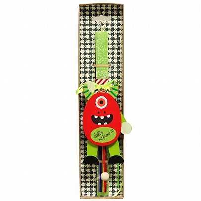 Πασχαλινή Λαμπάδα Αρωματική Λαχανί (30εκ.) - Ξύλινο Στολίδι: Τερατάκι