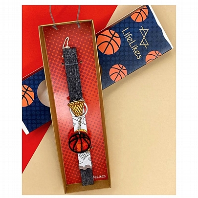 Πασχαλινή λαμπάδα Αρωματική Μαύρη (24εκ.) - Μπρελόκ & Μαγνητάκι: Μπάλα Μπάσκετ