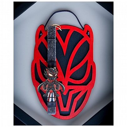 Πασχαλινή λαμπάδα Αρωματική Μπλε (24εκ.) - Ξύλινο Κάδρο & Μαγνητάκι: Μάσκα ήρωας