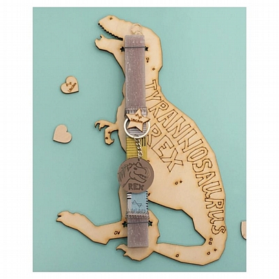 Πασχαλινή λαμπάδα Αρωματική Pastel Καφέ (24εκ.) - Ξύλινο Κάδρο & Μπρελόκ: Τ-Rex