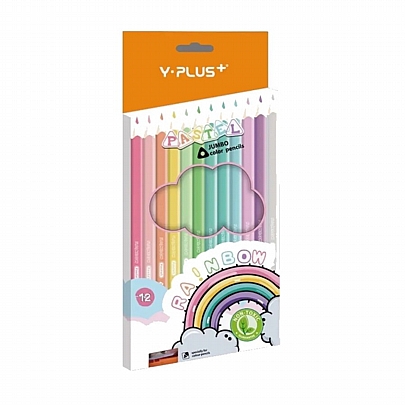 Ξυλομπογιές Jumbo 12 Pastel Rainbow χρωμάτων - Y-Plus+