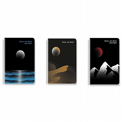 Τετράδιο σπιράλ Α4 - 3 θέματα Moonlight (90Φ.) - Black&White