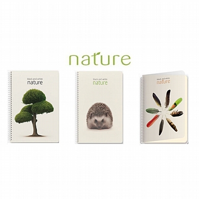 Τετράδιο σπιράλ Α4 - 3 θέματα Nature (150Φ.) - Black&White