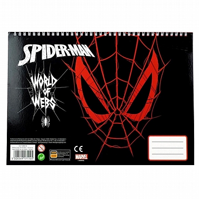 Μπλοκ ζωγραφικής σπιράλ με Αυτοκόλλητα A4 - Spiderman World Of Webs (40Φ.) - Marvel
