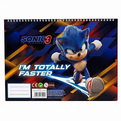 Μπλοκ ζωγραφικής σπιράλ με Αυτοκόλλητα A4 - Sonic The Hedgehog 3 (40Φ.) - Gim