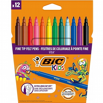 Μαρκαδόροι λεπτοί 12 χρωμάτων - Bic Kids