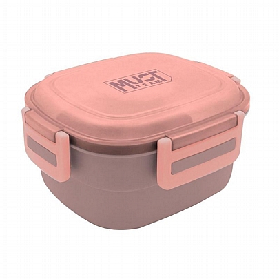 Φαγητοδοχείο Πλαστικό με Πιρούνι, Κουτάλι & Παγοκύστη - Pink (1300ml) - Must