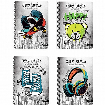 Τετράδιο σπιράλ Β5 - 3 θέματα City Style (90Φ.) - Tettris