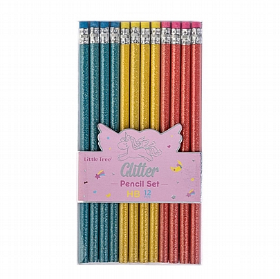 Σετ μολυβιών με σβήστρα - Unicorn Glitter (12τμχ./HB) - Little Tree