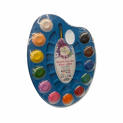 Παλέτα με Νερομπογιές 12 χρωμάτων (Περιλαμβάνεται πινέλο) - Groovy