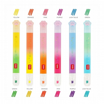 Σετ 6 Μαρκαδοράκια Υπογραμμίσεως με Διπλή Μύτη - Pastel & Neon Meow (12χρώματα) - Legami