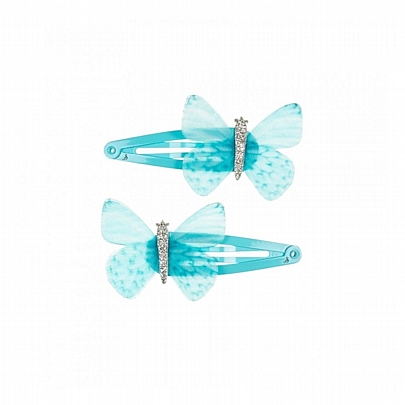 Τσιμπιδάκια Μαλλιών Snap Κλιπ Jenna Blue Butterfly (2τμχ.) - Souza