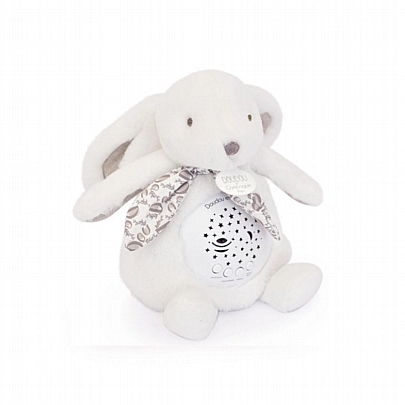 Το Πρώτο μου Μουσικό Φωτάκι Νυκτός - Λούτρινος Προτζέκτορας Λευκό Κουνελάκι - Doudou & Compagnie