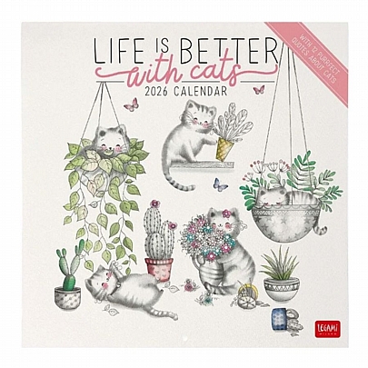 Μηνιαίο Ημερολόγιο Τοίχου 2026 - Sketchy Cats (30x29) - Legami