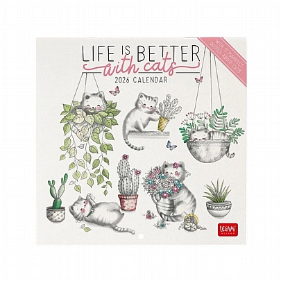 Μηνιαίο Ημερολόγιο Τοίχου 2026 - Sketchy Cats (18x18) - Legami