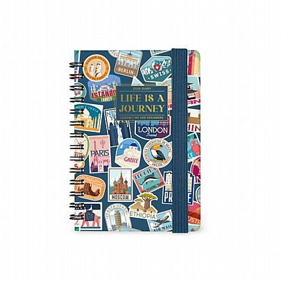 Εβδομαδιαίο Ημερολόγιο Σπιράλ με λάστιχο 2026 - Travel Stickers (8.5x13) - Legami Εβδομαδιαίο Ημερολόγιο Σπιράλ με λάστιχο 2026 - Travel Stickers (8.5x13) - Legami