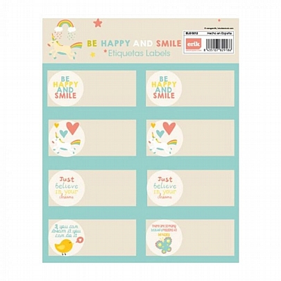 Αυτοκόλλητες ετικέτες - Be Happy And Smile (16τμχ.) - Grupo Erik