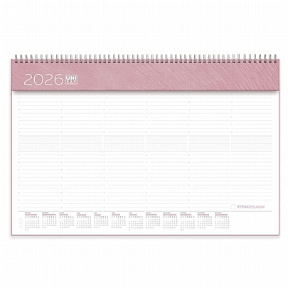 Εβδομαδιαίο Σπιράλ Πλάνο Γραφείου 2026 - Pink (28×40) - Unipap